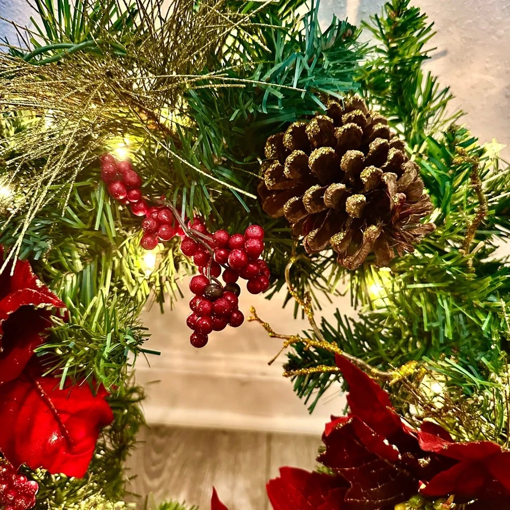 Christmas lights wreath by Saks fifth Avenue.